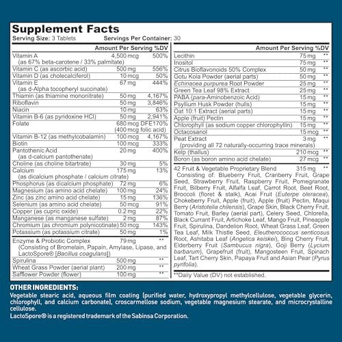 Dr. Tobias Erwachsene Multivitamine für Frauen & Männer – Immunstärkende Vitamine aus 42 Früchten, Gemüse, plus Probiotika, vegane Multivitamine für Männer & Frauen – Nicht-GVO (90 Tabletten, 30 Portionen)