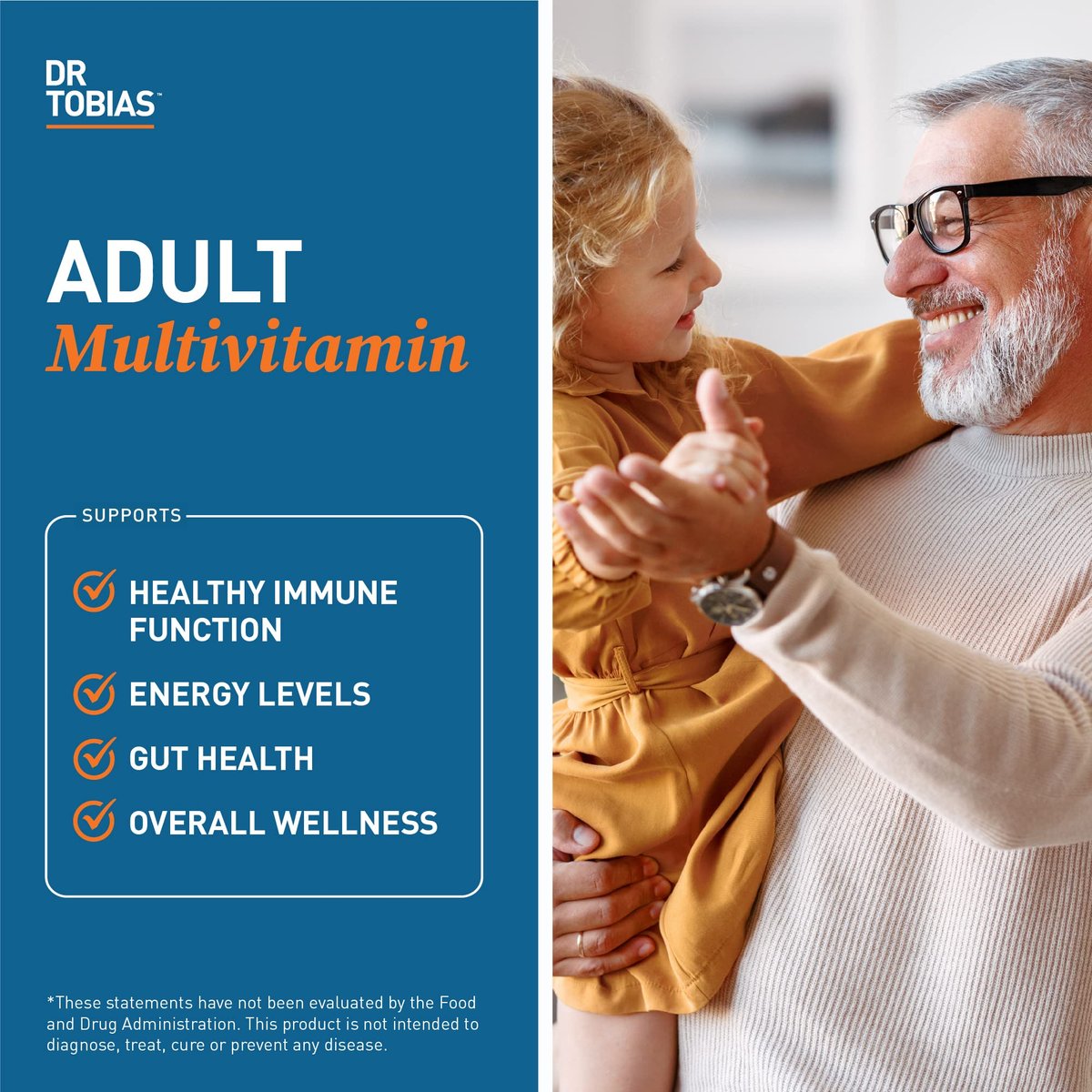 Dr. Tobias Erwachsene Multivitamine für Frauen & Männer – Immunstärkende Vitamine aus 42 Früchten, Gemüse, plus Probiotika, vegane Multivitamine für Männer & Frauen – Nicht-GVO (90 Tabletten, 30 Portionen)