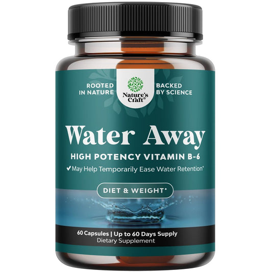 Water Away Herbal Diuretikum Kapseln Hochdosiert – Flüssigkeitsretention Ergänzung mit Löwenzahnblattextrakt & Grüntee für Blähungen Linderung für Frauen & Männer – Kapseln gegen Bein- & Fußschwellungen – 60 Stück