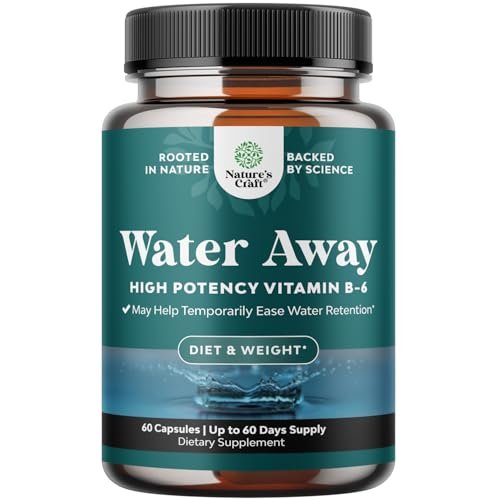 Water Away Herbal Diuretikum Kapseln Hochdosiert – Flüssigkeitsretention Ergänzung mit Löwenzahnblattextrakt & Grüntee für Blähungen Linderung für Frauen & Männer – Kapseln gegen Bein- & Fußschwellungen – 60 Stück