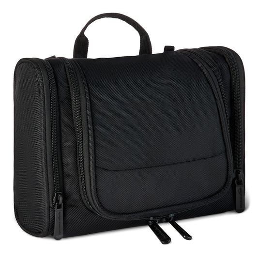 Geräumige Kulturbeutel zum Aufhängen – Reise-Dopp-Kit mit mehreren Fächern, langlebiges 1680D-Polyester, große Kapazität, kompaktes Design, Schwarz