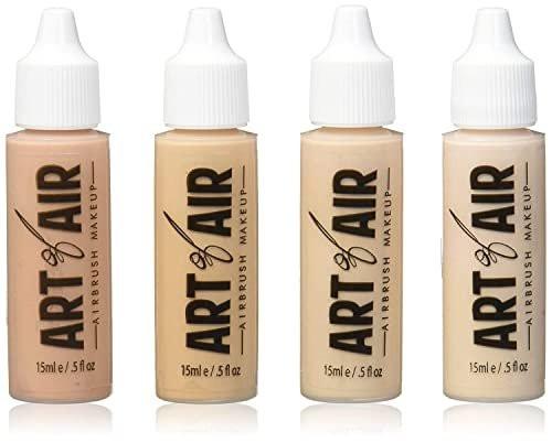 Art of Air 4-teiliges FAIR Complexion Profi Airbrush Makeup Set für einen ebenmäßigen Teint – 4 x 15 ml Flaschen