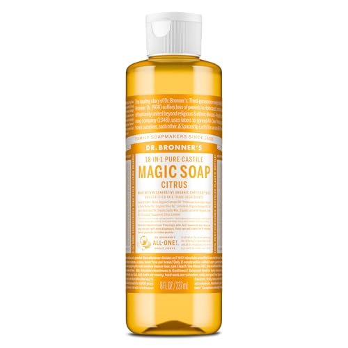 Dr. Bronner's Pure-Castile Magic Soap Flüssigseife (Zitrus, 946 ml) – 18-in-1 Anwendungen: Gesicht, Körper, Haare, Wäsche, Haustiere & Geschirr – Konzentriert, Vegan, biologisch