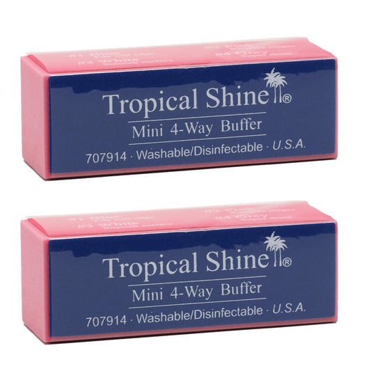 Tropical Shine Mini 4-in-1 Nagelbufferblock – Feilen und Polieren für natürliche und Acrylnägel, Profi-Qualität für Zuhause, 2er-Pack
