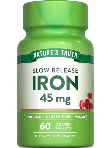 Nature's Truth Eisenpräparat | 45 mg | 60 Tabletten | Eisensulfat | Nicht-GVO & Glutenfrei Vitamin für Männer und Frauen