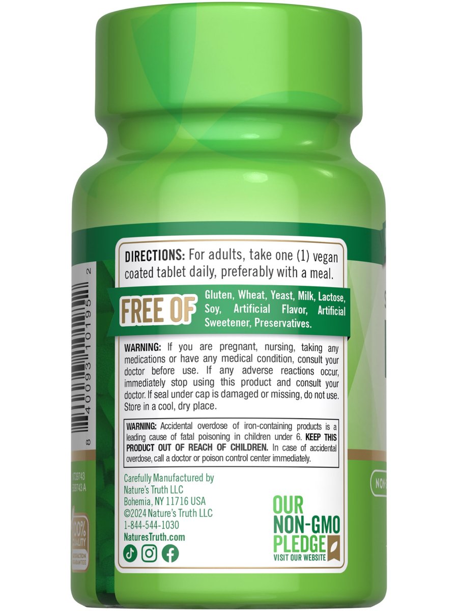 Nature's Truth Eisenpräparat | 45 mg | 60 Tabletten | Eisensulfat | Nicht-GVO & Glutenfrei Vitamin für Männer und Frauen
