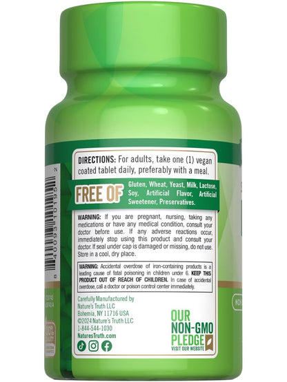 Nature's Truth Eisenpräparat | 45 mg | 60 Tabletten | Eisensulfat | Nicht-GVO & Glutenfrei Vitamin für Männer und Frauen