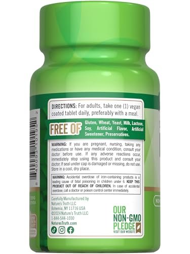 Nature's Truth Eisenpräparat | 45 mg | 60 Tabletten | Eisensulfat | Nicht-GVO & Glutenfrei Vitamin für Männer und Frauen