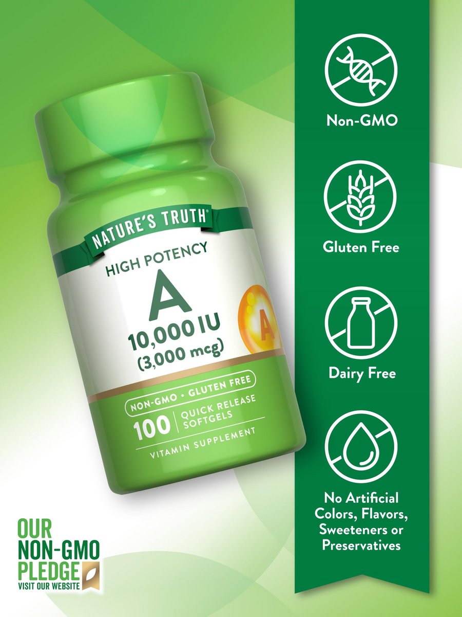 Nature's Truth Vitamin A 10.000 IE Weichkapseln | 100 Stück | Nicht-GVO & glutenfrei