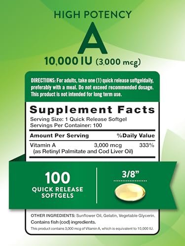 Nature's Truth Vitamin A 10.000 IE Weichkapseln | 100 Stück | Nicht-GVO & glutenfrei