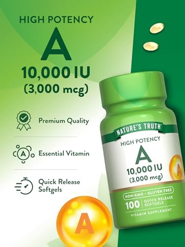 Nature's Truth Vitamin A 10.000 IE Weichkapseln | 100 Stück | Nicht-GVO & glutenfrei