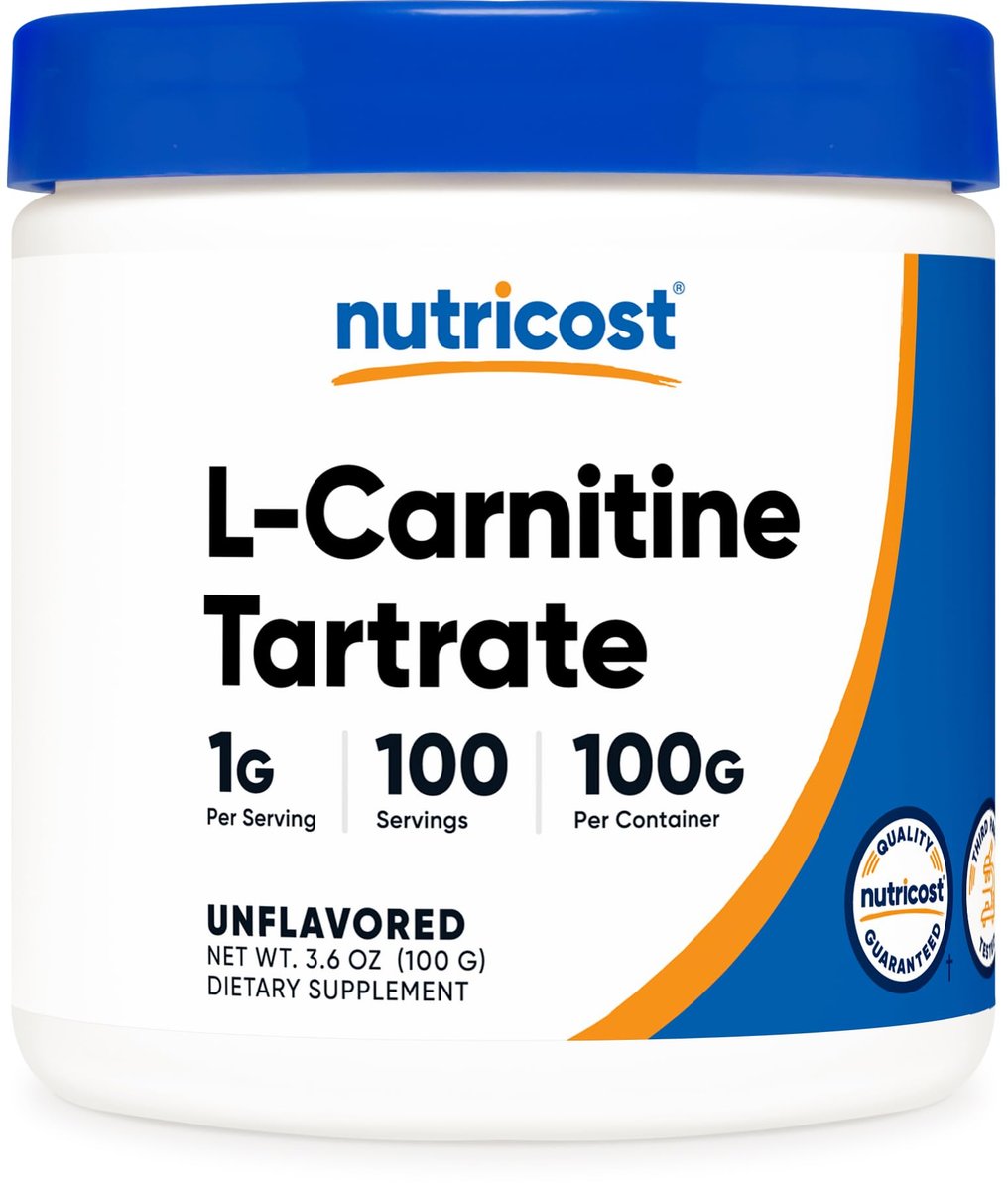 Nutricost L-Carnitin-Tartrat Pulver (100 g) – 1 g pro Portion, 100 Portionen