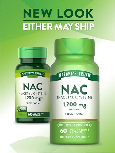 Nature's Truth NAC Supplement | N-Acetylcystein | Freie Form Aminosäure | 1200 mg | 60 Kapseln | Non-GMO und Glutenfrei