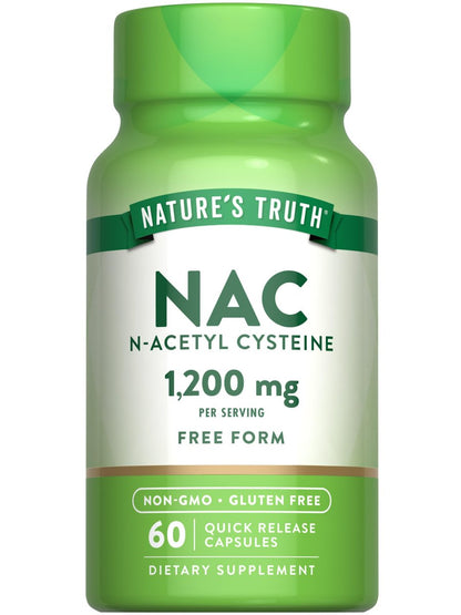 Nature's Truth NAC Supplement | N-Acetylcystein | Freie Form Aminosäure | 1200 mg | 60 Kapseln | Non-GMO und Glutenfrei