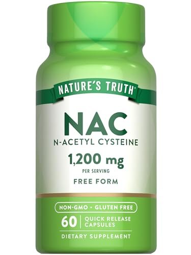 Nature's Truth NAC Supplement | N-Acetylcystein | Freie Form Aminosäure | 1200 mg | 60 Kapseln | Non-GMO und Glutenfrei