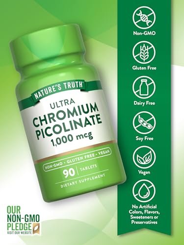 Nature's Truth Ultra Chrompicolinat 1000mcg | 90 Tabletten | Vegan, Nicht-GMO & Glutenfrei