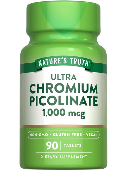 Nature's Truth Ultra Chrompicolinat 1000mcg | 90 Tabletten | Vegan, Nicht-GMO & Glutenfrei