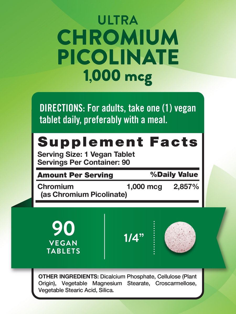 Nature's Truth Ultra Chrompicolinat 1000mcg | 90 Tabletten | Vegan, Nicht-GMO & Glutenfrei