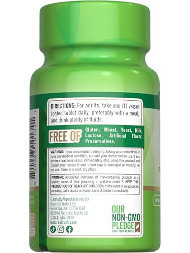 Nature's Truth Eisenpräparat | 65 mg | 120 Tabletten | 325 mg Eisensulfat | Nicht-GVO & Glutenfrei