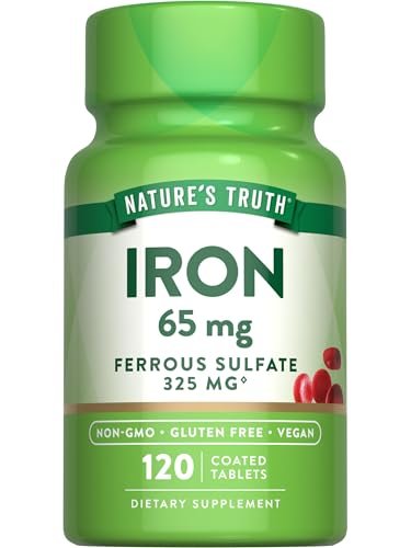Nature's Truth Eisenpräparat | 65 mg | 120 Tabletten | 325 mg Eisensulfat | Nicht-GVO & Glutenfrei
