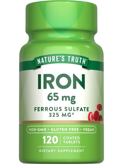 Nature's Truth Eisenpräparat | 65 mg | 120 Tabletten | 325 mg Eisensulfat | Nicht-GVO & Glutenfrei