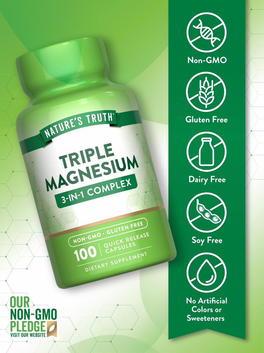 Nature's Truth Triple Magnesium Complex – 100 Kapseln mit 420 mg Magnesiumoxid, -citrat & -aspartat – Non-GMO & glutenfrei