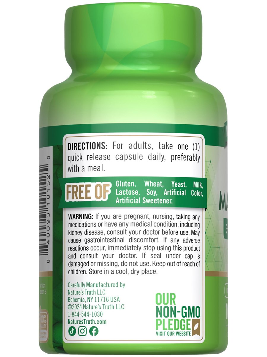 Nature's Truth Triple Magnesium Complex – 100 Kapseln mit 420 mg Magnesiumoxid, -citrat & -aspartat – Non-GMO & glutenfrei