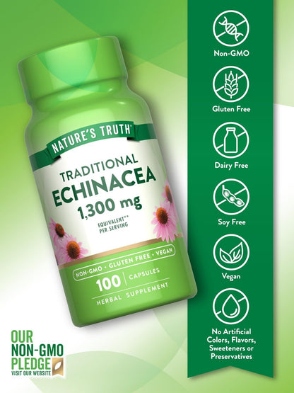 Nature's Truth Echinacea-Extrakt Kapseln | 100 Stück | Non-GMO & Glutenfrei