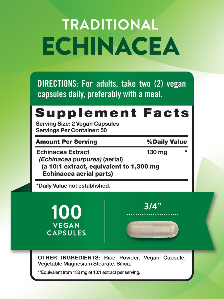 Nature's Truth Echinacea-Extrakt Kapseln | 100 Stück | Non-GMO & Glutenfrei