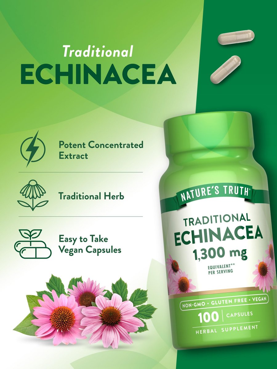 Nature's Truth Echinacea-Extrakt Kapseln | 100 Stück | Non-GMO & Glutenfrei