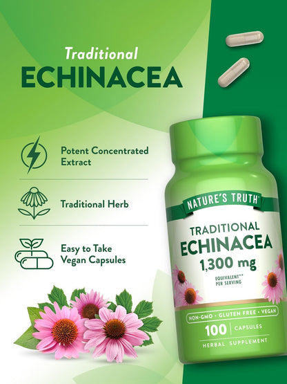 Nature's Truth Echinacea-Extrakt Kapseln | 100 Stück | Non-GMO & Glutenfrei