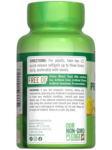 Nature's Truth Nachtkerzenöl Weichkapseln | Kaltgepresst | Non-GMO & Glutenfrei | 60 Stück
