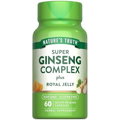 Nature's Truth Super Ginseng Complex mit Gelée Royale | 60 Kapseln | Non-GMO & Glutenfrei