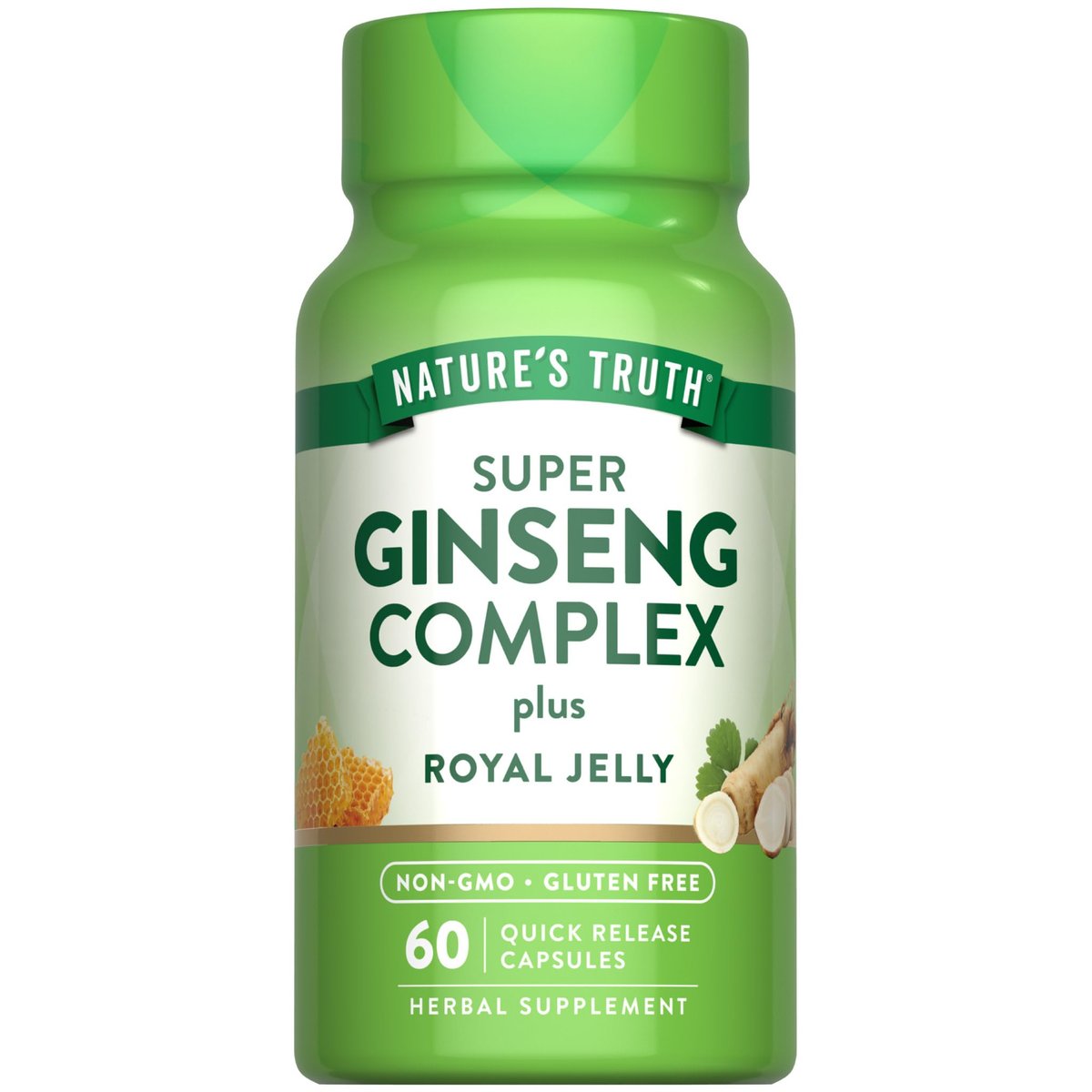 Nature's Truth Super Ginseng Complex mit Gelée Royale | 60 Kapseln | Non-GMO & Glutenfrei