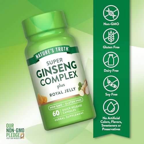 Nature's Truth Super Ginseng Complex mit Gelée Royale | 60 Kapseln | Non-GMO & Glutenfrei