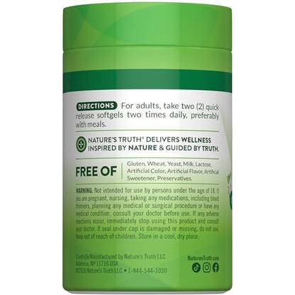 Nature's Truth Geruchloses Knoblauchöl | 120 Softgels | Extraktkapseln | Non-GMO, Glutenfrei