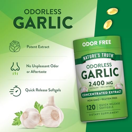 Nature's Truth Geruchloses Knoblauchöl | 120 Softgels | Extraktkapseln | Non-GMO, Glutenfrei