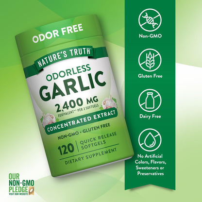 Nature's Truth Geruchloses Knoblauchöl | 120 Softgels | Extraktkapseln | Non-GMO, Glutenfrei
