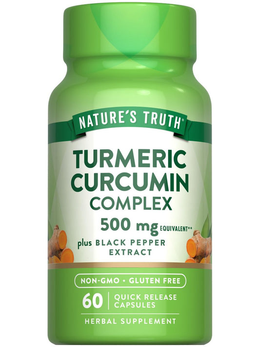 Nature's Truth Kurkuma Curcumin mit Schwarzem Pfeffer Extrakt | 60 Kapseln | Nicht-GMO & Glutenfreies Komplexpräparat