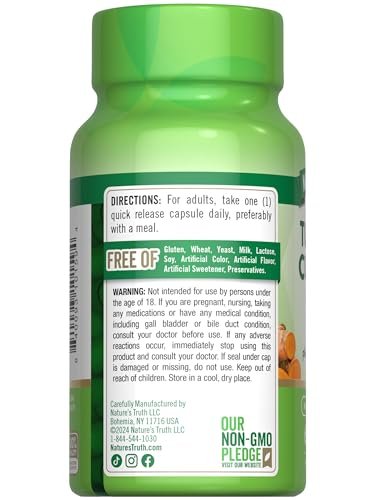 Nature's Truth Kurkuma Curcumin mit Schwarzem Pfeffer Extrakt | 60 Kapseln | Nicht-GMO & Glutenfreies Komplexpräparat