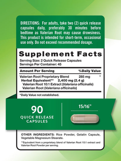 Baldrianwurzel Kapseln | 2400mg | 90 Stück | Non-GMO & Glutenfrei | Nature's Truth