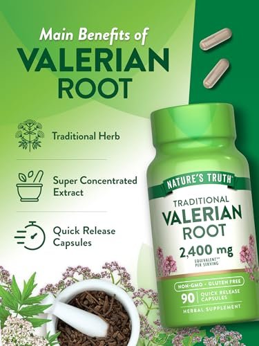 Baldrianwurzel Kapseln | 2400mg | 90 Stück | Non-GMO & Glutenfrei | Nature's Truth
