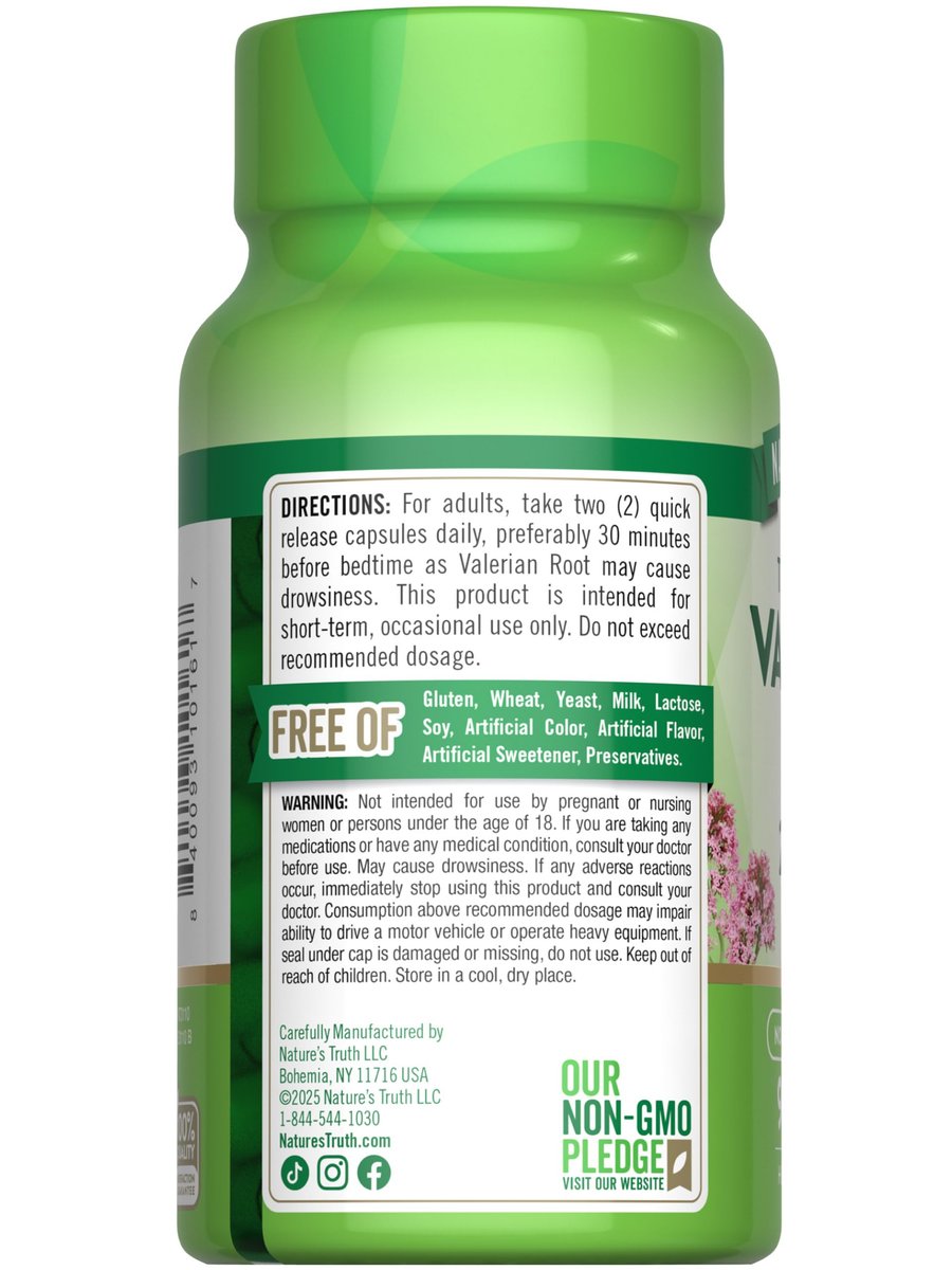 Baldrianwurzel Kapseln | 2400mg | 90 Stück | Non-GMO & Glutenfrei | Nature's Truth
