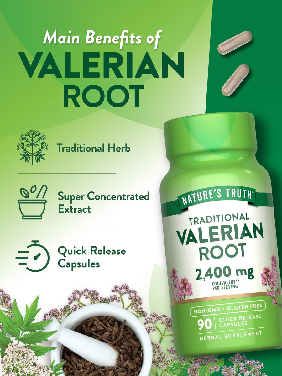 Baldrianwurzel Kapseln | 2400mg | 90 Stück | Non-GMO & Glutenfrei | Nature's Truth