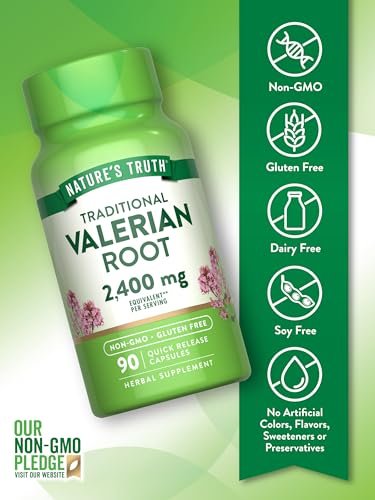 Baldrianwurzel Kapseln | 2400mg | 90 Stück | Non-GMO & Glutenfrei | Nature's Truth