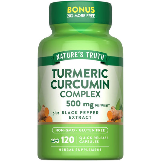 Nature's Truth Kurkuma Curcumin mit Schwarzem Pfeffer Extrakt | 120 Kapseln | Non-GMO & Glutenfrei