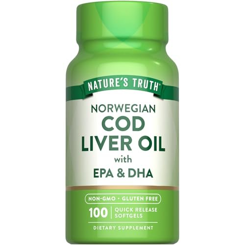 Nature's Truth Norwegisches Lebertranöl | 100 Weichkapseln | mit EPA & DHA | Nahrungsergänzungsmittel, Nicht-GVO & Glutenfrei