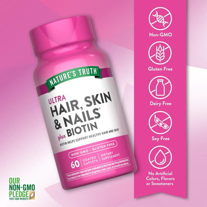 Nature's Truth Haar, Haut und Nägel | 60 Kapseln | Plus 5.000 µg Biotin | Nicht-GMO & Glutenfrei