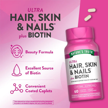 Nature's Truth Haar, Haut und Nägel | 60 Kapseln | Plus 5.000 µg Biotin | Nicht-GMO & Glutenfrei