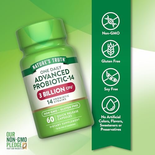 Nature's Truth Probiotika Kapseln | 3 Milliarden KBE | 60 Kapseln | für Männer und Frauen | 14 Stämme | Non-GMO & Glutenfrei Nahrungsergänzungsmittel